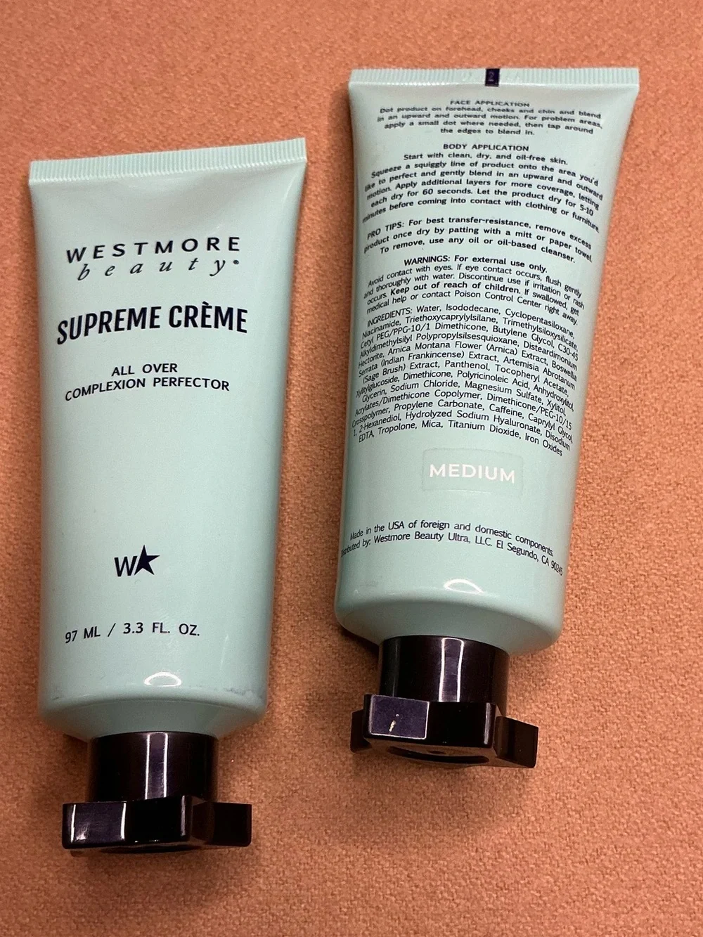 Westmore Beauty set of 2 Supreme Cream w applicator brush shade medium